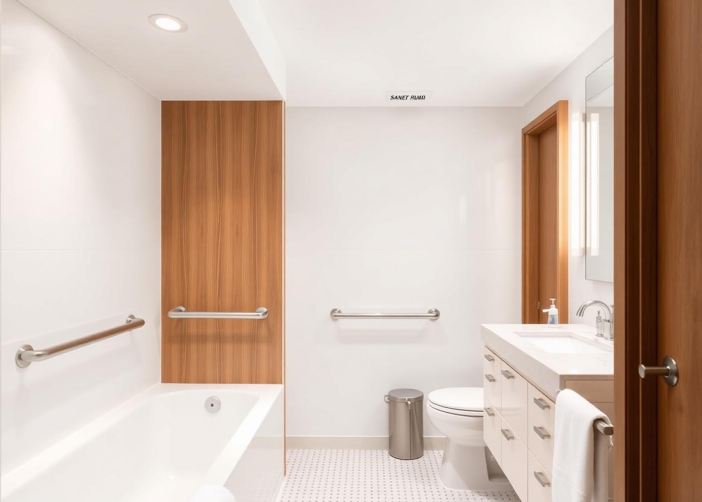 Accessible bathroom with grab bars