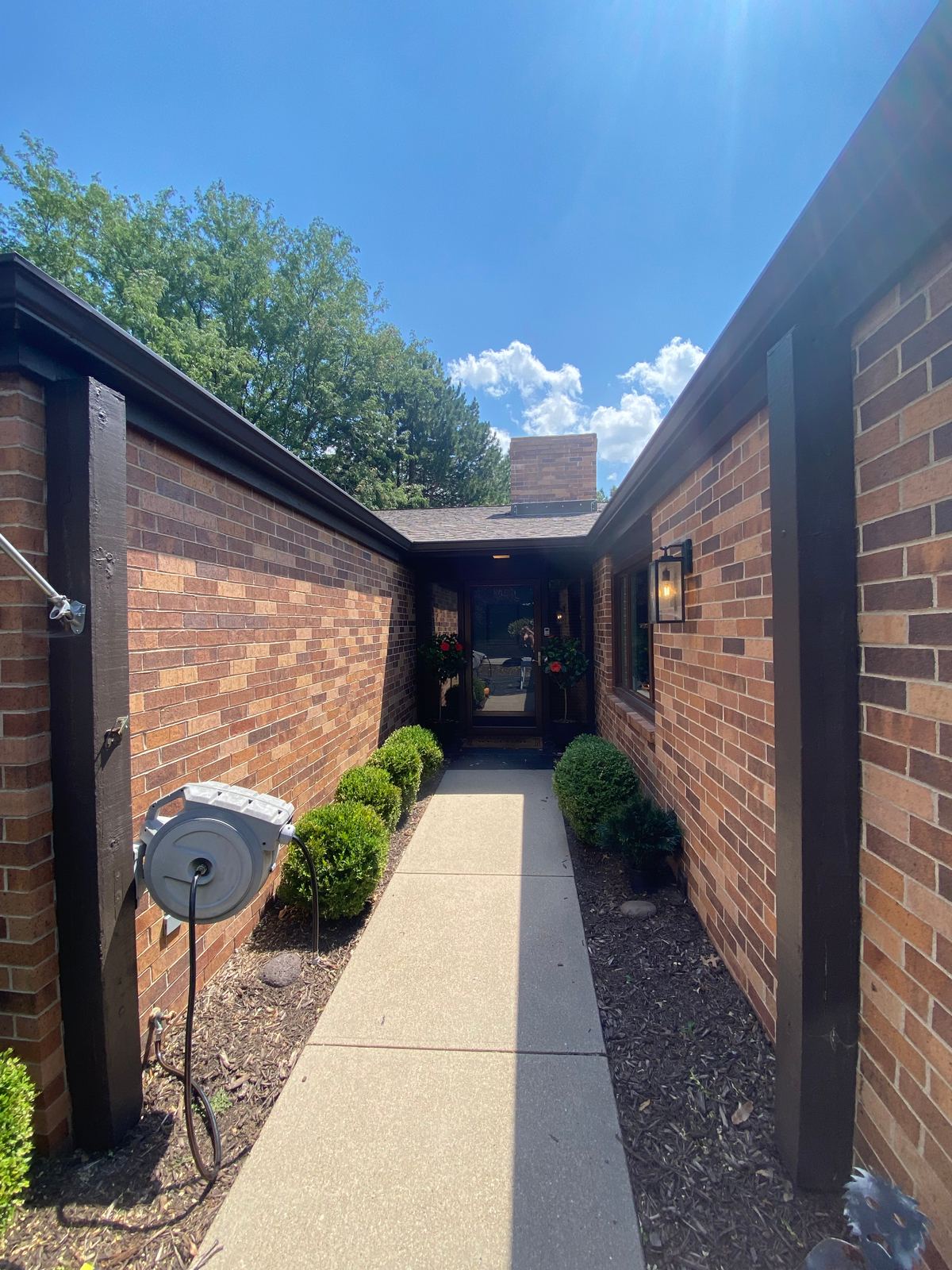 Original breezeway entry before cedar pergola was added